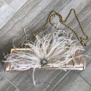 Gold ostrich feather clutch purse